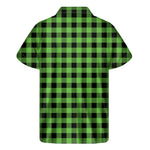 UFO Green And Black Buffalo Check Print Men's Short Sleeve Shirt