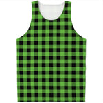 UFO Green And Black Buffalo Check Print Men's Tank Top