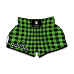 UFO Green And Black Buffalo Check Print Muay Thai Boxing Shorts