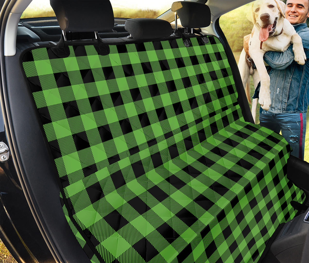 UFO Green And Black Buffalo Check Print Pet Car Back Seat Cover