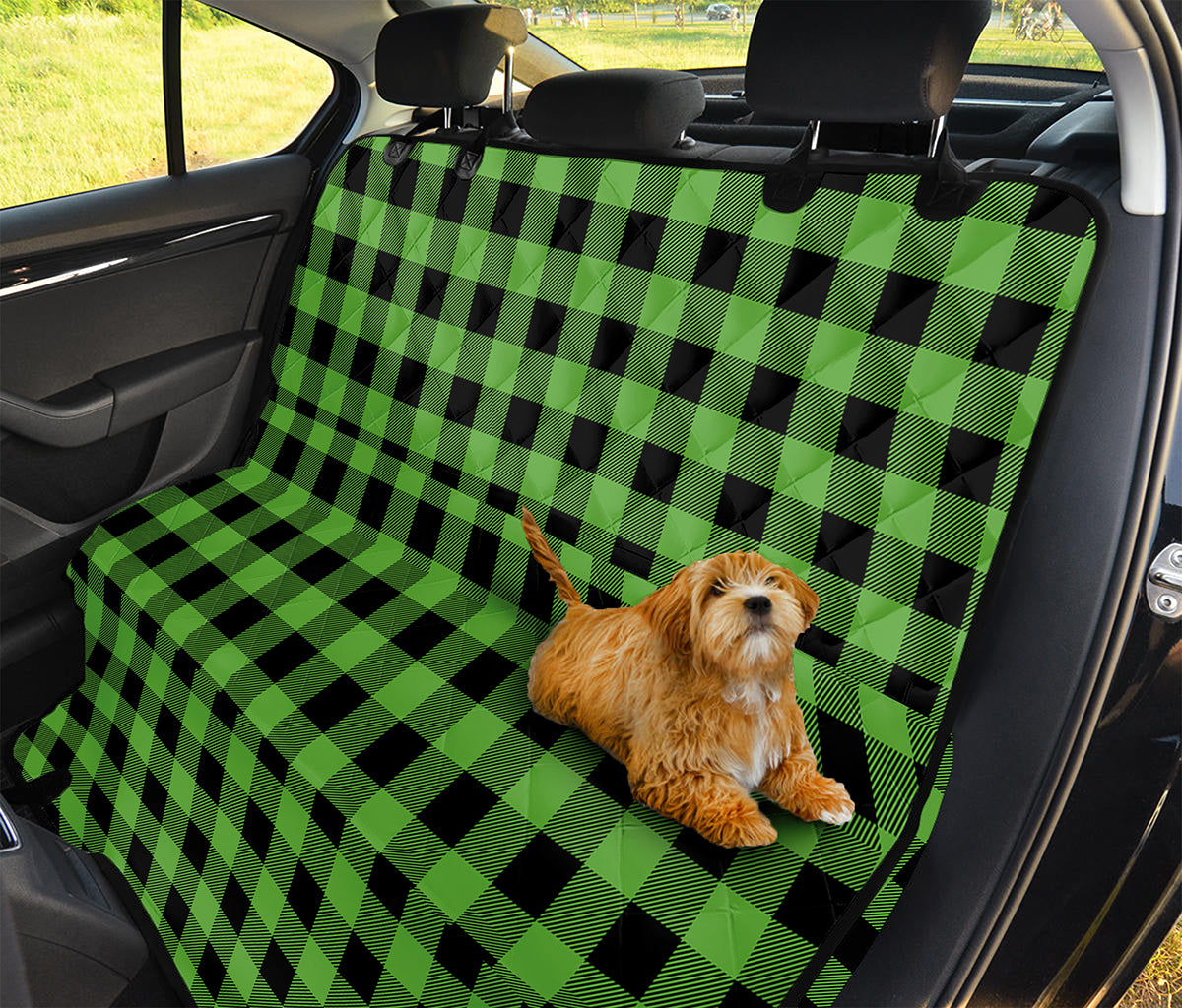 UFO Green And Black Buffalo Check Print Pet Car Back Seat Cover