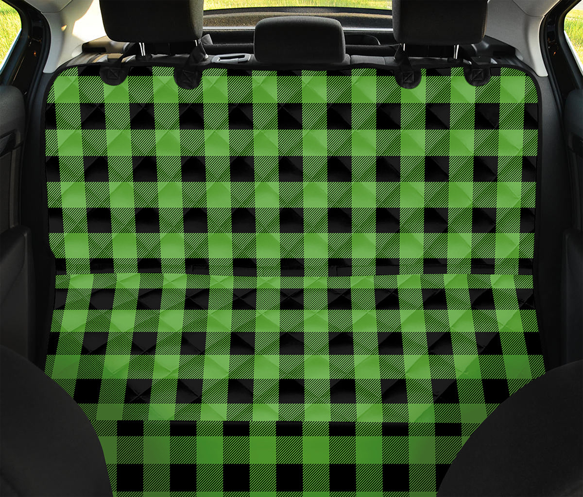 UFO Green And Black Buffalo Check Print Pet Car Back Seat Cover