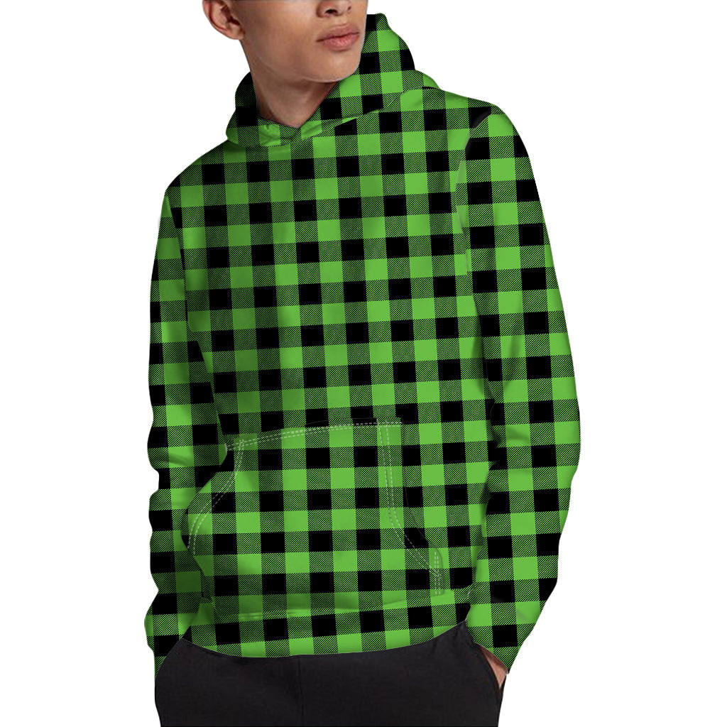 UFO Green And Black Buffalo Check Print Pullover Hoodie