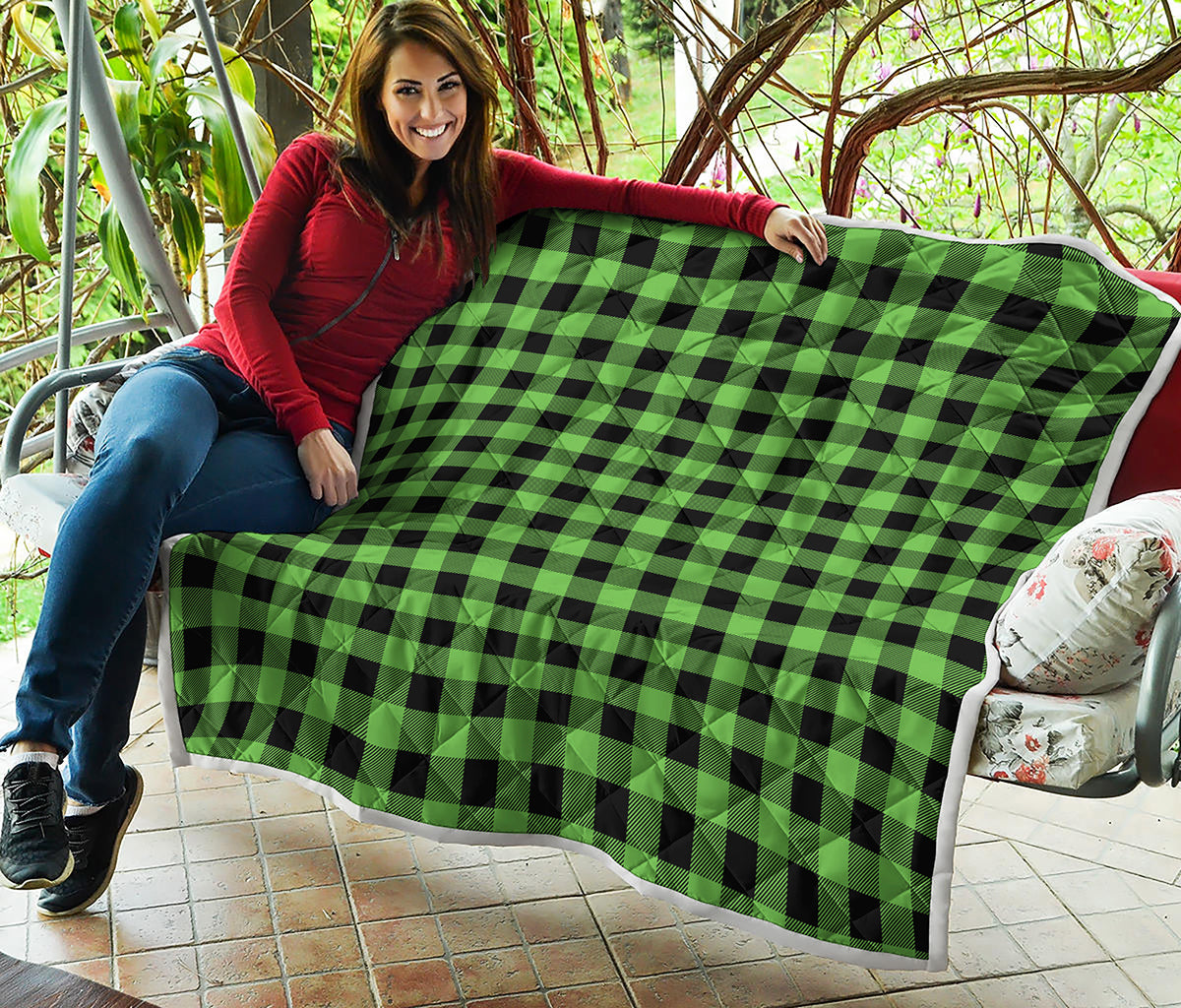 UFO Green And Black Buffalo Check Print Quilt