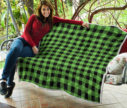 UFO Green And Black Buffalo Check Print Quilt