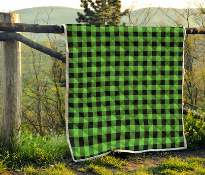 UFO Green And Black Buffalo Check Print Quilt