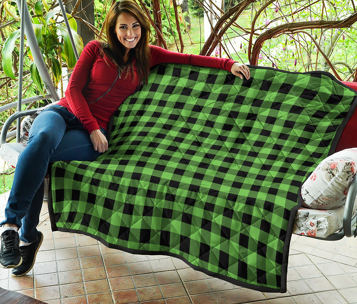 UFO Green And Black Buffalo Check Print Quilt