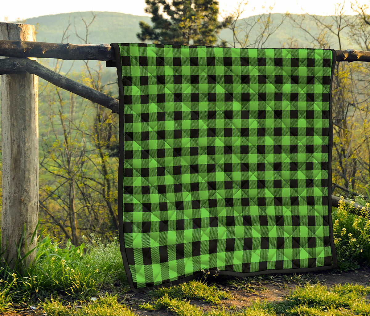 UFO Green And Black Buffalo Check Print Quilt