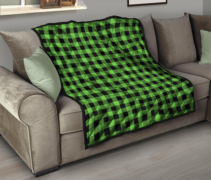 UFO Green And Black Buffalo Check Print Quilt