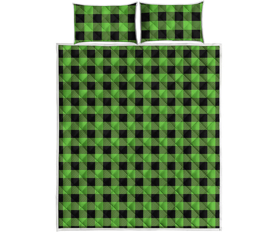 UFO Green And Black Buffalo Check Print Quilt Bed Set
