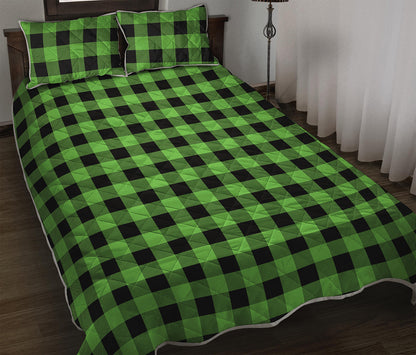 UFO Green And Black Buffalo Check Print Quilt Bed Set