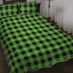 UFO Green And Black Buffalo Check Print Quilt Bed Set