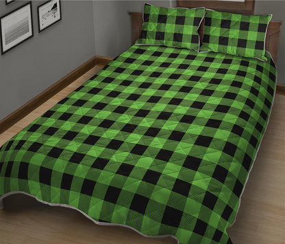UFO Green And Black Buffalo Check Print Quilt Bed Set