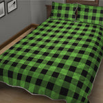 UFO Green And Black Buffalo Check Print Quilt Bed Set