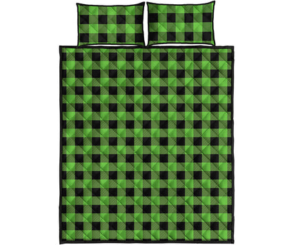 UFO Green And Black Buffalo Check Print Quilt Bed Set