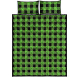 UFO Green And Black Buffalo Check Print Quilt Bed Set