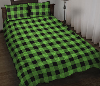 UFO Green And Black Buffalo Check Print Quilt Bed Set