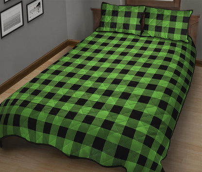 UFO Green And Black Buffalo Check Print Quilt Bed Set