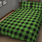 UFO Green And Black Buffalo Check Print Quilt Bed Set