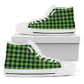 UFO Green And Black Buffalo Check Print White High Top Sneakers