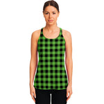 UFO Green And Black Buffalo Check Print Women's Racerback Tank Top