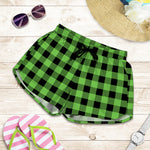 UFO Green And Black Buffalo Check Print Women's Shorts