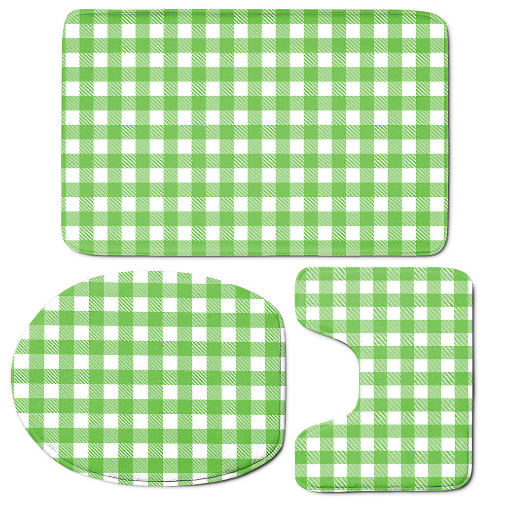 UFO Green And White Buffalo Check Print 3 Piece Bath Mat Set