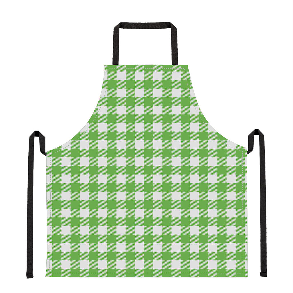 UFO Green And White Buffalo Check Print Apron