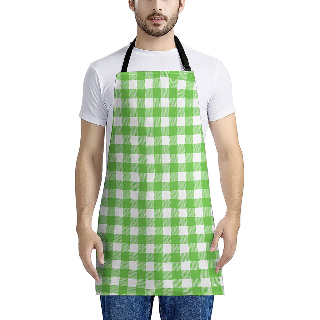 UFO Green And White Buffalo Check Print Apron