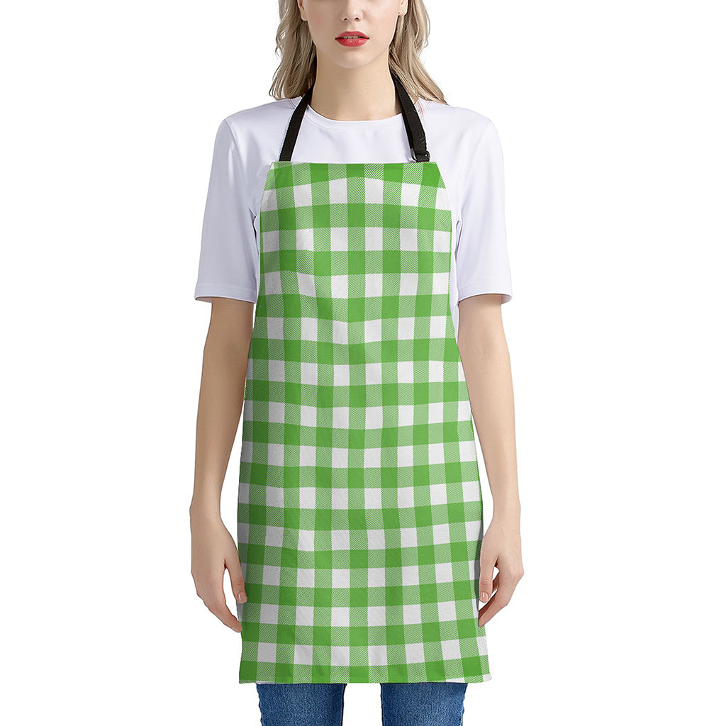 UFO Green And White Buffalo Check Print Apron