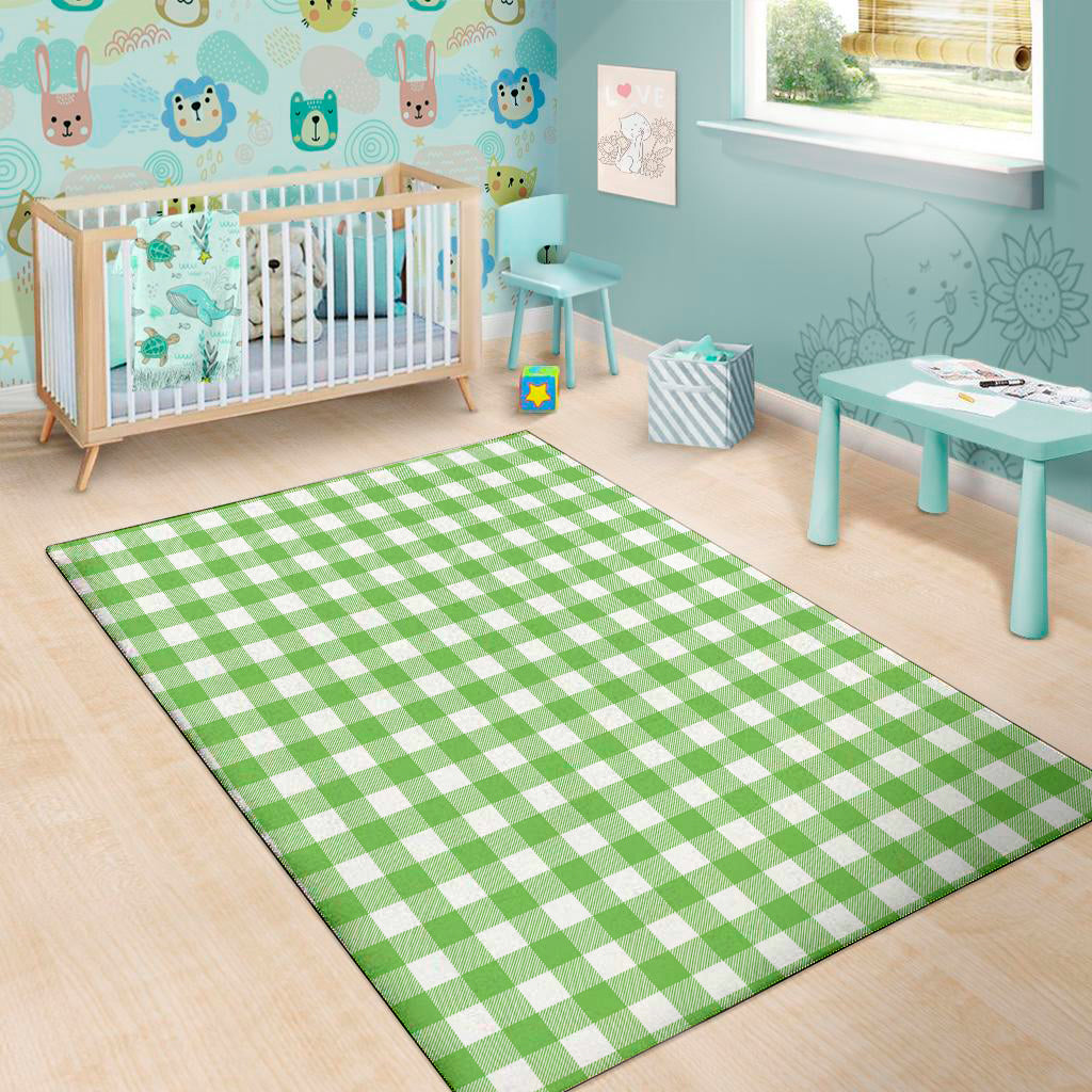 UFO Green And White Buffalo Check Print Area Rug
