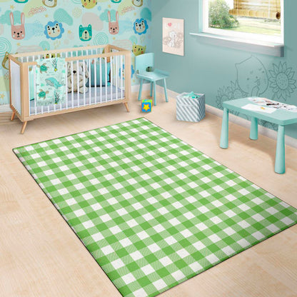 UFO Green And White Buffalo Check Print Area Rug