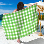 UFO Green And White Buffalo Check Print Beach Sarong Wrap