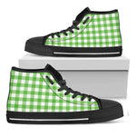 UFO Green And White Buffalo Check Print Black High Top Shoes