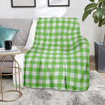 UFO Green And White Buffalo Check Print Blanket
