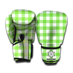 UFO Green And White Buffalo Check Print Boxing Gloves