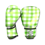 UFO Green And White Buffalo Check Print Boxing Gloves
