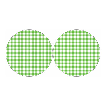 UFO Green And White Buffalo Check Print Car Coasters
