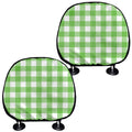 UFO Green And White Buffalo Check Print Car Headrest Covers