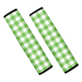 UFO Green And White Buffalo Check Print Car Seat Belt Covers