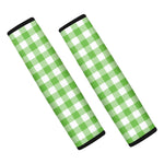 UFO Green And White Buffalo Check Print Car Seat Belt Covers
