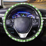 UFO Green And White Buffalo Check Print Car Steering Wheel Cover