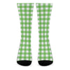 UFO Green And White Buffalo Check Print Crew Socks