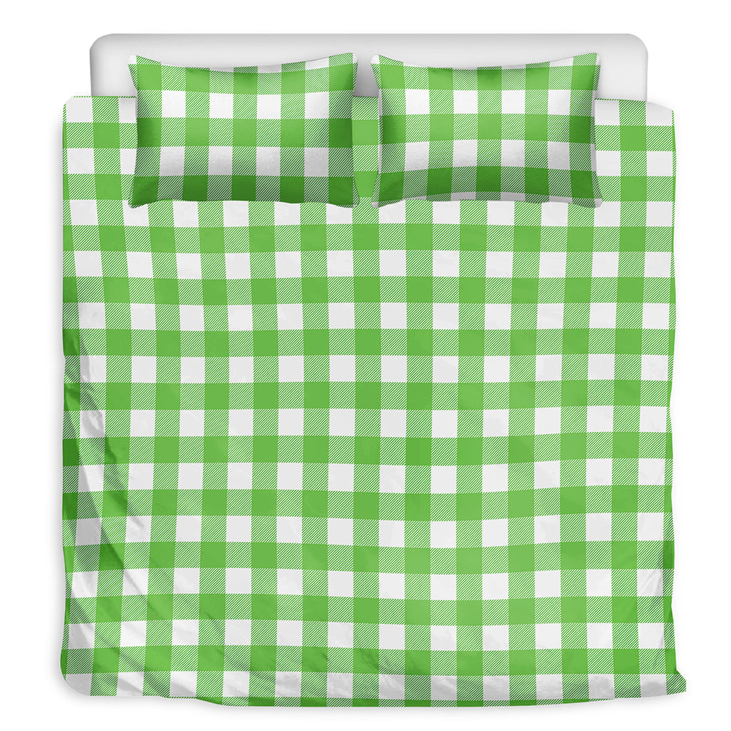 UFO Green And White Buffalo Check Print Duvet Cover Bedding Set