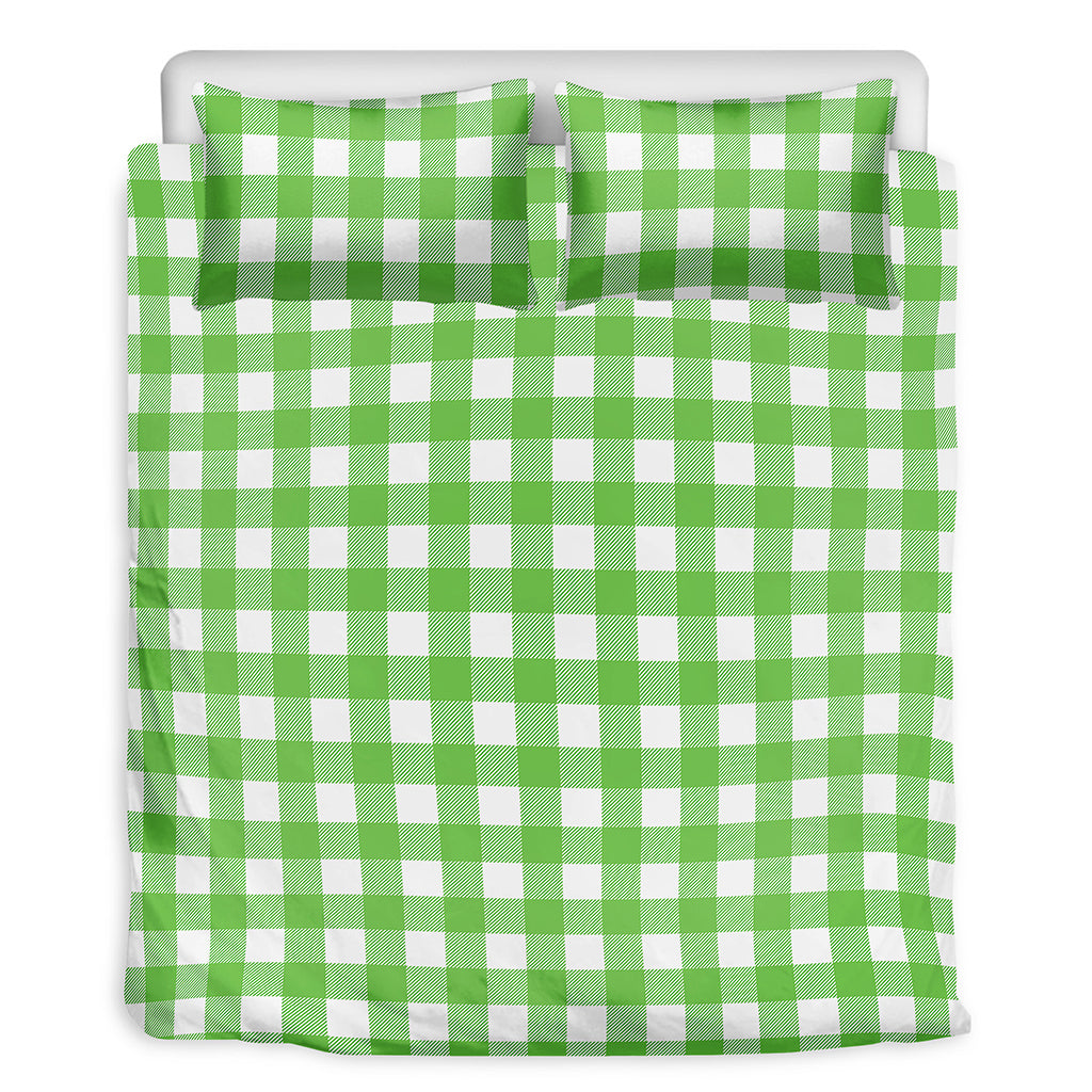 UFO Green And White Buffalo Check Print Duvet Cover Bedding Set