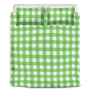 UFO Green And White Buffalo Check Print Duvet Cover Bedding Set