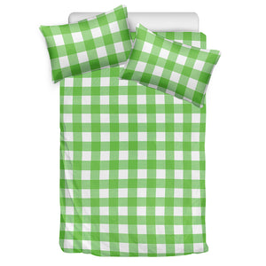 UFO Green And White Buffalo Check Print Duvet Cover Bedding Set