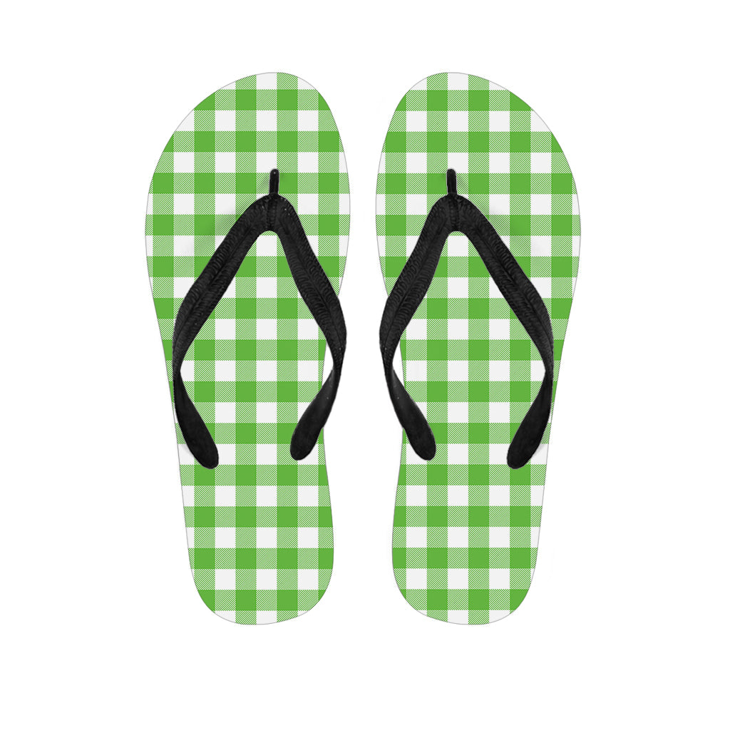 UFO Green And White Buffalo Check Print Flip Flops