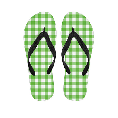 UFO Green And White Buffalo Check Print Flip Flops