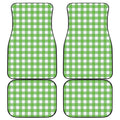 UFO Green And White Buffalo Check Print Front and Back Car Floor Mats